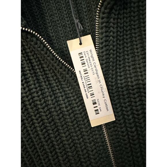 Alex Mill Wright Cardigan Chunky Cotton Dark Spruce Green Full Dbl Zip Small NWT - Picture 4 of 9